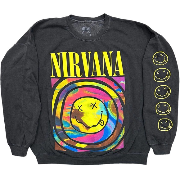 Urban Outfitters Women's X Nirvana Smile Overdyed Oversize Crew Neck Sweatshirt - Picture 5 of 5